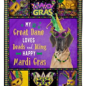 Great Dane Mardi Gras Blanket