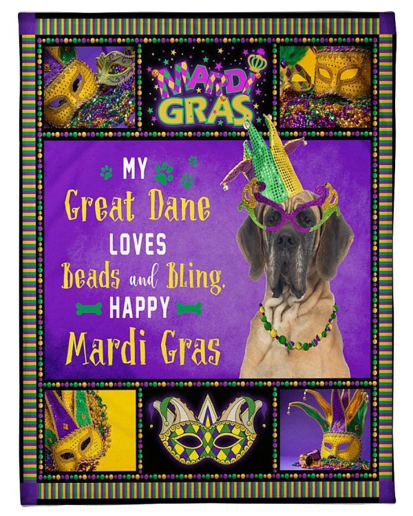 Great Dane Mardi Gras Blanket