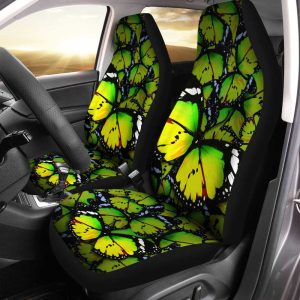 Green Butterfly Car Seat Covers Custom Pattern Car Accessories