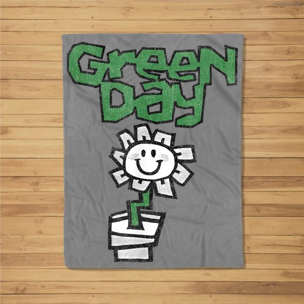 Green Day Flower Pot Fleece Blanket