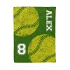 Green Softball Custom Text Name Number Blanket