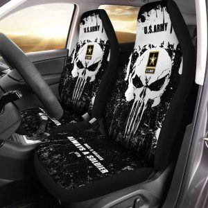 Grunge Skull Car Seat Covers Custom US Army Car Accessories