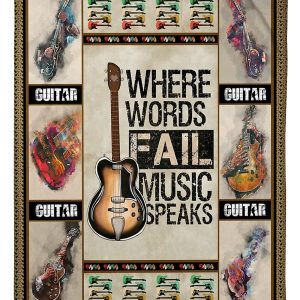 Guitar Where Words Fail Music Speaks Blanket