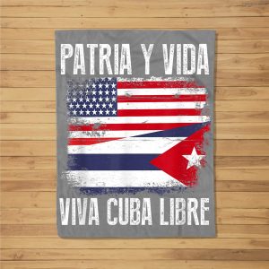 Half American Cuban Flag Vintage Cuba Men Women Fleece Blanket