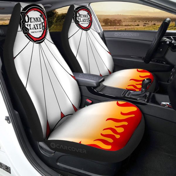 Hanafuda Rengoku Car Seat Covers Custom Demon Slayer Anime Car Accessories