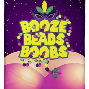 Happy Mardi Gras Booze Beads Boobs Blanket