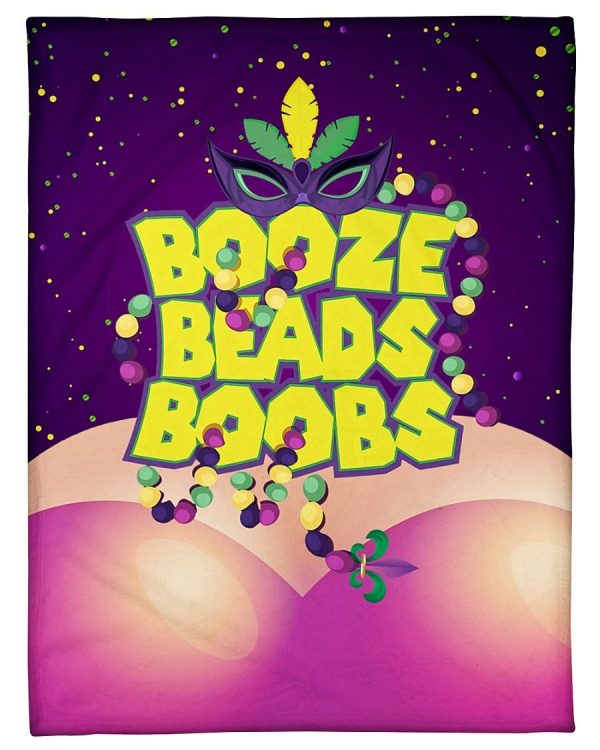 Happy Mardi Gras Booze Beads Boobs Blanket