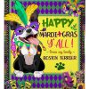 Happy Mardi Gras Boston Terrier Blanket