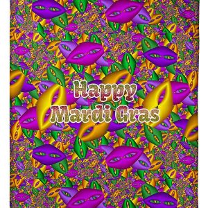 Happy Mardi Gras Colorful Mask Blanket