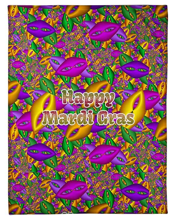 Happy Mardi Gras Colorful Mask Blanket