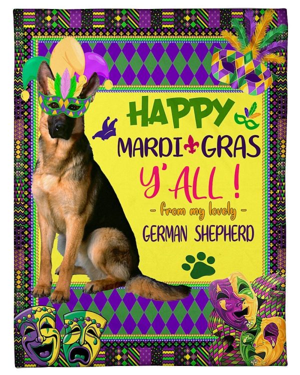 Happy Mardi Gras German Shepherd Blanket