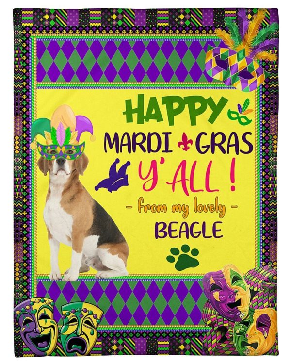 Happy Mardi Gras My Lovely Beagle Blanket