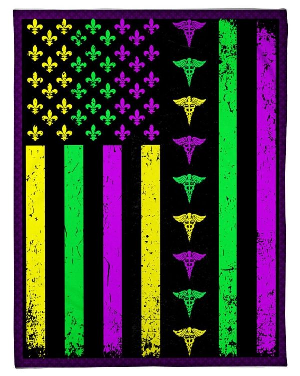 Happy Mardi Gras Nurse Symbol Flag Blanket