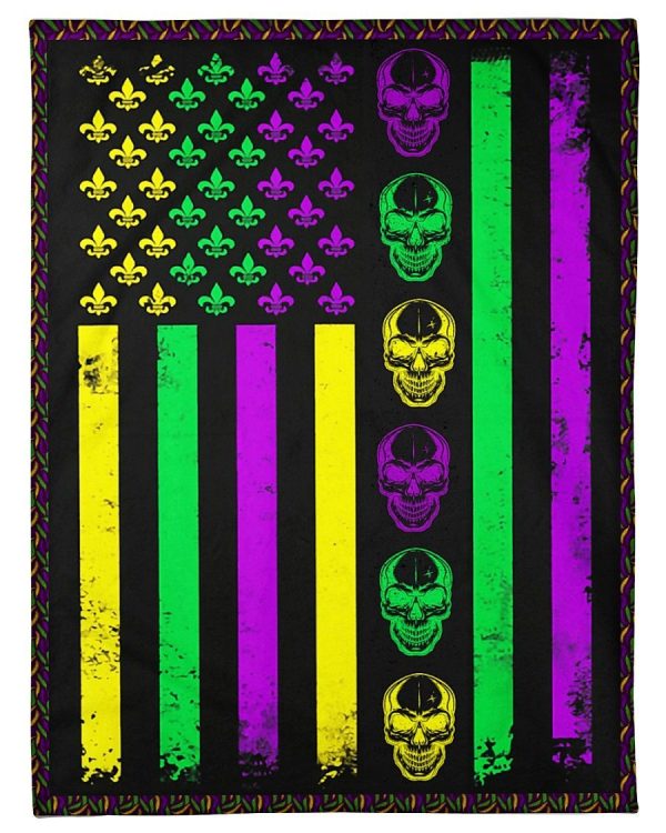 Happy Mardi Gras Skull Blanket