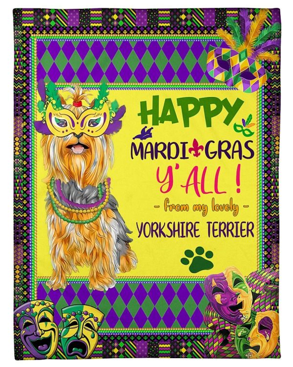 Happy Mardi Gras Yorkshire Terrier Blanket