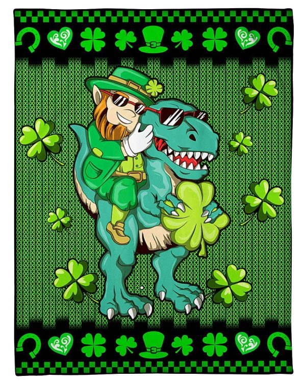 Happy Saint Patrex Day Dinosaur Blanket