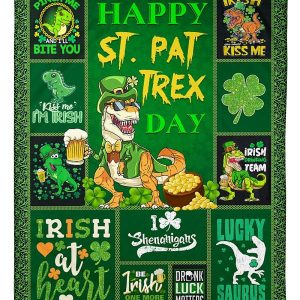 Happy St Pat T Rex Irish At Heart Blanket