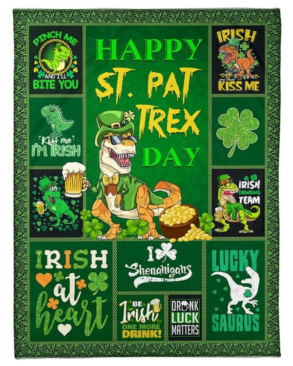 Happy St Pat T Rex Irish At Heart Blanket