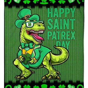 Happy St Patrex Day Dinosaur Blanket