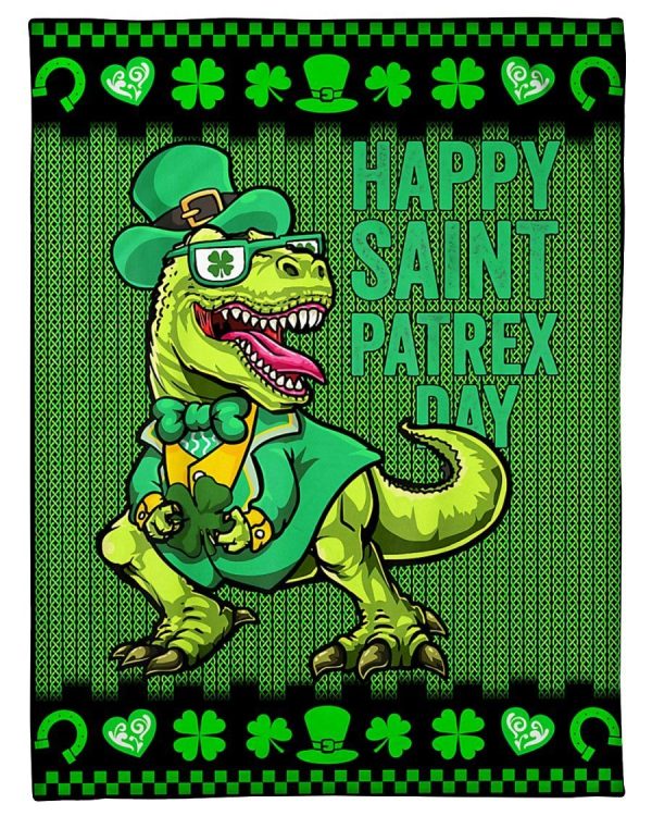 Happy St Patrex Day Dinosaur Blanket