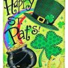 Happy St Patricks Day Clover Hat Blanket