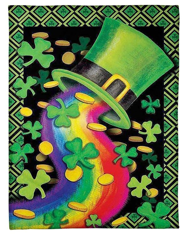 Happy St Patricks Day Hat Rainbow Blanket