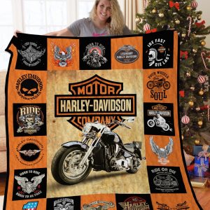 Harley Davidson Motor All Season Plus Size Quilt Blanket