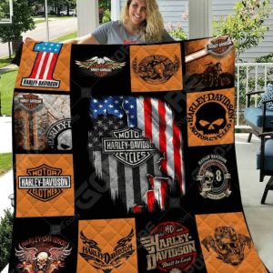 Harley Davidson Quilt Blanket Gift Idea H2491