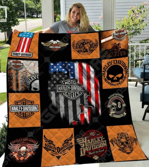 Harley Davidson Quilt Blanket Gift Idea H2491