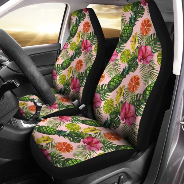 Hawaiian Car Seat Covers Custom Tropical Pineaple Car Accessories