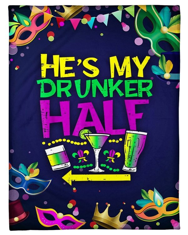 He’s My Drunker Half Mardi Gras Blanket