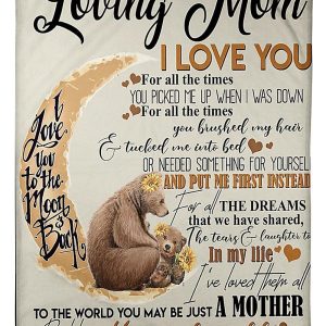 I Love You To The Moon And Back Great Gift From Daughter To Mom Blanket