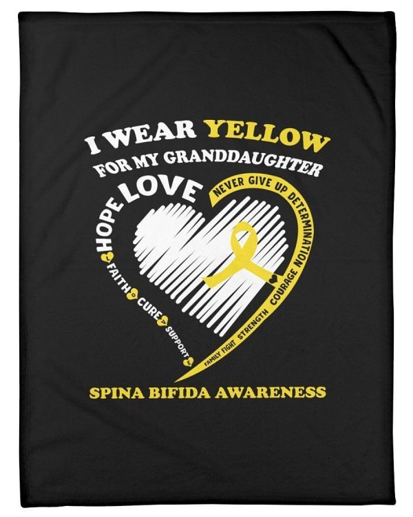 I Wear Yellow For My Granddaughter Yellow Ribbon Bone Cancer Gifts Blanket