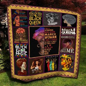 I’m A March Strong Melanin Woman I Have 3 Sides Black Queen Quilt Blanket Christmas Gift Ideas