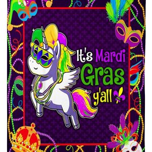 It’s Mardi Gras Y’all Unicorn Blanket