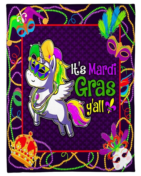 It’s Mardi Gras Y’all Unicorn Blanket