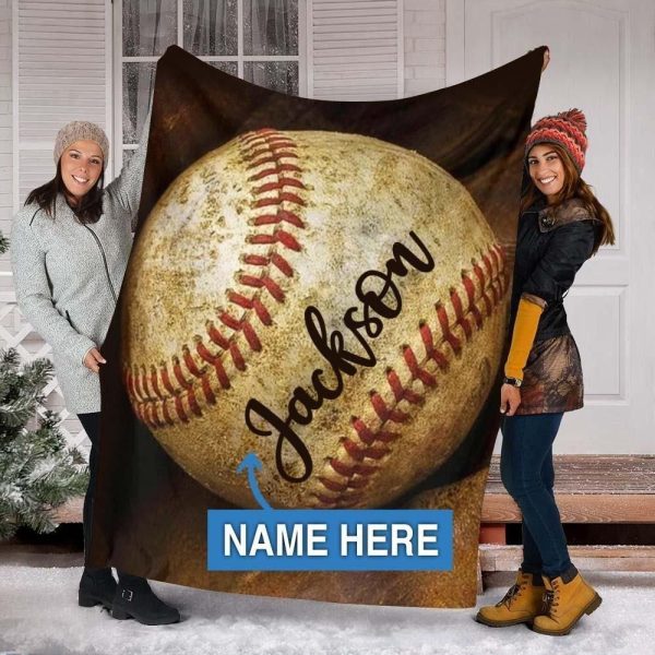 Jackson Baseball Custom Text Name Printed Blanket