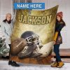 Jackson Football Custom Text Name Blanket