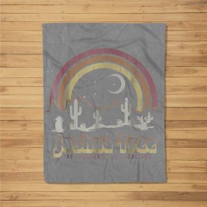 Joshua Tree Desert Rainbow Vintage Retro Outdoors Fleece Blanket