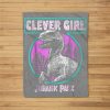 Jurassic Park Distressed Teal Raptor Clever Girl Fleece Blanket