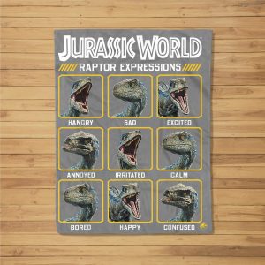 Jurassic World Two Blue Raptor Expressions Graphic Fleece Blanket