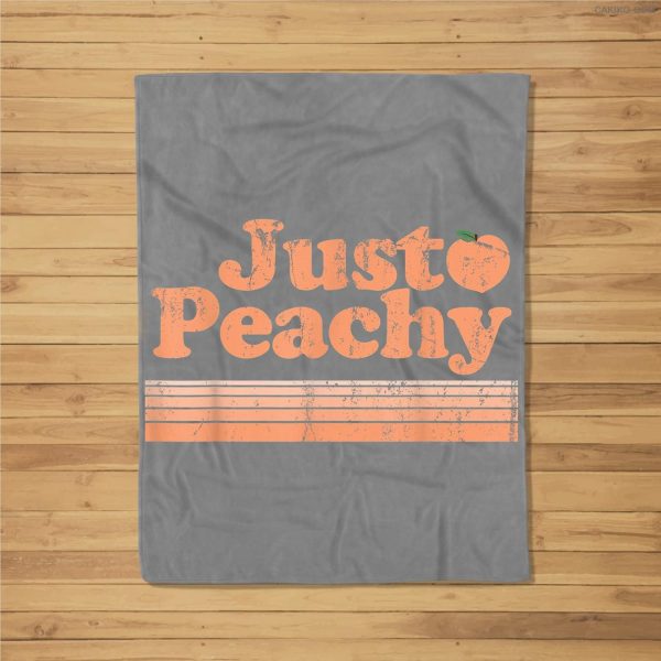 Just Peachy Retro 70S Georgia Peaches Summer Fruit Fleece Blanket