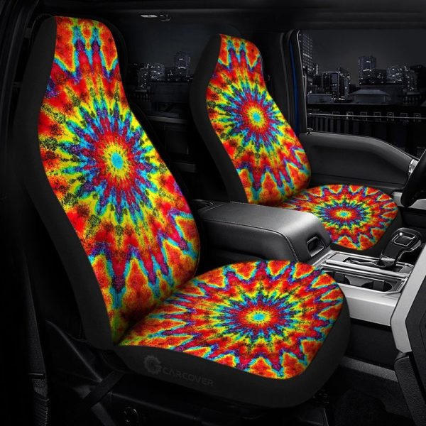 Kaleidoscope Tie Dye Car Seat Covers Custom Hippie Car Accessories