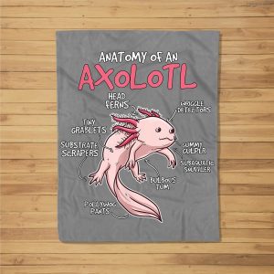 Kids Axolotl Gift Axolotl Stuff Anatomy Of An Axolotl Fleece Blanket