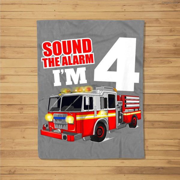 Kids Fire Truck 4Th Birthday Boy Firefighter 4 Year Old Fleece Blanket