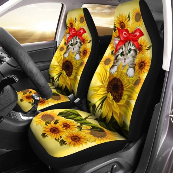 Kitty Cat Car Seat Covers Custom Sunflower Car Accessories