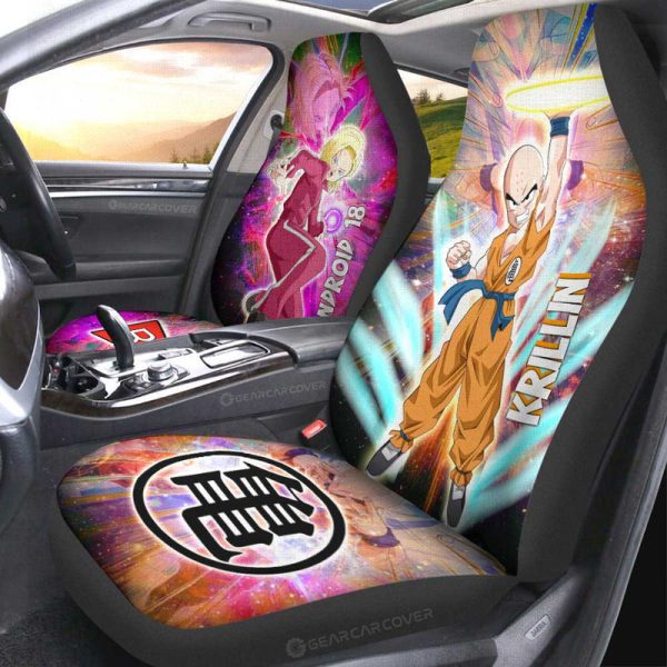 Krillin And Android 18 Car Seat Covers Custom Car Accessories