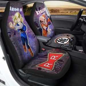 Krillin And Android 18 Car Seat Covers Custom Galaxy Style Car Accessories