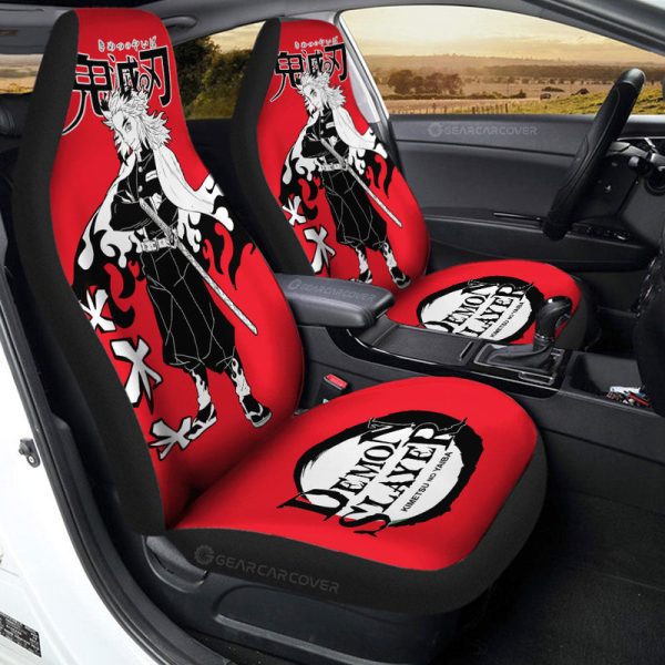 Kyoujurou Rengoku Car Seat Covers Custom Car Accessories Manga Style For Fans