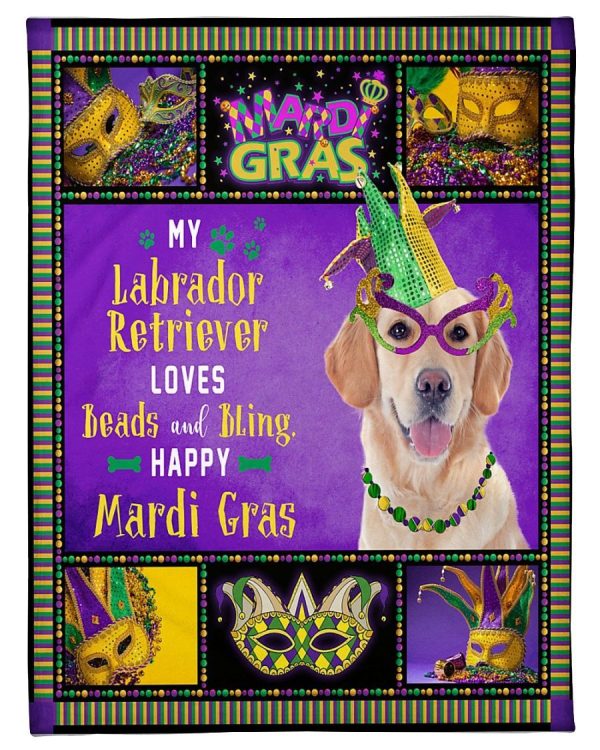 Labrador Retriever Mardi Gras Blanket